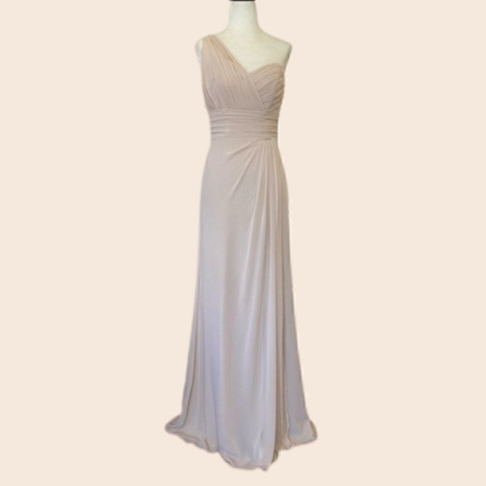Watters & Watters Bare Pink / Nude Ruched Maxi Gown Size 2
